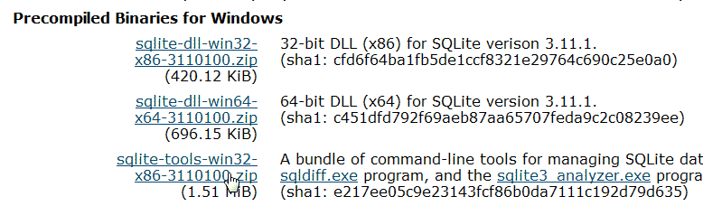 Download sqlite3 for Windows 10