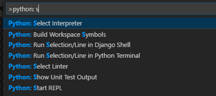 Python: Select Interpreter command