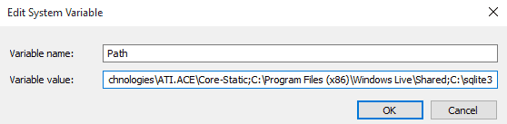 Add sqlite3 to Windows PATH Variable
